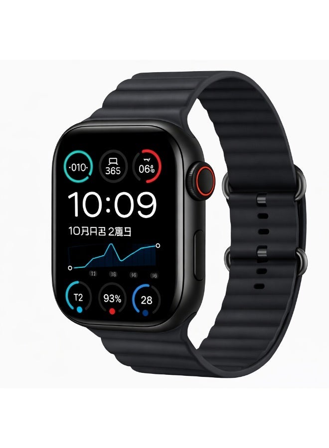 ساعة ذكية لحساب السعرات الحرارية و استقبال الرسائل والمكالمات الاصدار التاسع و تدعم اللغة العربية مقاس 45 مم  أسود - Image 5